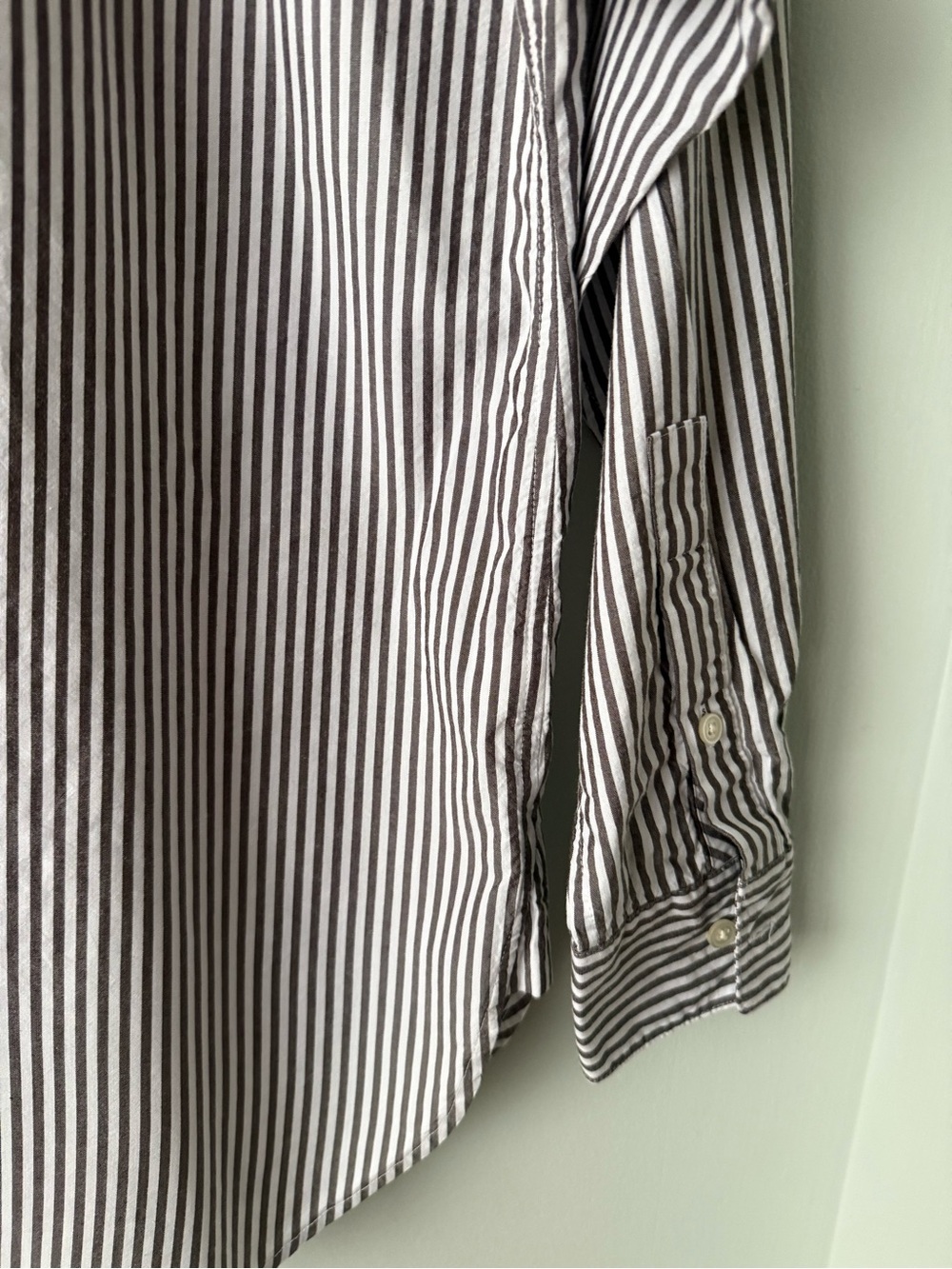 LOFT Classic Brown & White Striped Button-Down Shirt - Picture 7 of 10